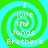 Four identical pixelated spiral patterns with green and cyan colors, each containing the text "I love the Jonas Brothers" in white block letters.