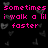 Pixelated pink text on black background with floating gray hearts and a light gray rectangle, conveying a school hallway message.