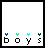 Animated sequence of pixelated text and symbols forming 'boys will be boys' with color-coded elements shifting across frames.