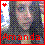 Pixelated icon with red border, white left section containing red heart symbol, and grayscale face image on right.