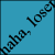 Pixelated blue square with diagonal black text reading 'LOVE' and 'MAD' on a solid cyan background.