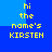 Pixelated yellow text on blue background reads 'hi the name's KIRSTEN' in two identical vertical with a light blue horizontal bar at bottom