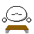 Pixelated character with white rounded head and brown table, showing sequential facial expressions and hand movements including neutral, sad, crying, and hand gestures.