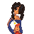 Pixel art contact sheet showing a Filipino-themed animated icon with multiple frames of a woman in traditional attire and text elements.