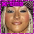 Pixelated portrait of a person with light hair and makeup, framed by purple border with 'x-tina' text at top.