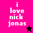 A four- displays 'i love nick jonas' text with a star symbol changing color between