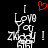 Pixelated white text on black background reads "I Love You Zimmy!" with red heart symbol above, two identical frames side-by-side.