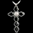 A pixelated silver cross pendant with circular and chain-like elements on a black background, next to green text reading 'Original Icons .com' on a dark green backdrop.
