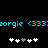Pixelated blue text 'zorgie (333' repeats horizontally on black background with white and gray plus signs below.