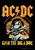 Static pixelated icon featuring AC/DC band logo with fiery text and a central musical instrument graphic on black background.