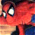 Pixelated red character with large white eyes and black pupils, partially visible face on left side of frame.