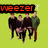 Six pixelated images of a group of people with the word 'weezer' displayed in various colors and positions against a light green background.