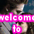 A pixelated image with pink text overlays reading "welcome to site!" and "Jessica h149s" over a background featuring two people in close proximity.