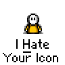 Animated contact sheet of a pixel art character with yellow shirt and white head, displaying multiple text variations in speech bubbles over gray background.
