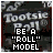 Animated sequence of showing 'Tootsie Roll' branding with changing text overlays: 'BE A "ROLL" MODEL', 'DON'T DO DRUGS', and alternating between them