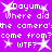 Purple background with white pixelated text and star shapes repeating in a pattern