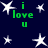 Dark blue background with white star shapes and green text reading 'i love u' in multiple positions.