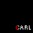Pixelated of 'CARL' text with red and white lettering, featuring two heart icons in bottom-right corner