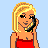 Pixel art buddy icon featuring a blonde woman in red dress with text 'Hilary Duff is FAT!' on light blue background