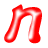 A red stylized lowercase 'n' with a glossy gradient effect on the left, transitioning to pixelated gray text fragments on the right against a white background.