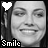 16 grayscale buddy icons showing a woman with dark hair smiling, each labeled 'Smile' below