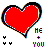 Red heart icons with black outlines arranged in a , each paired with 'ME + YOU' text and small red/purple symbols below