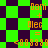 Green and dark purple checkered background with orange text reading "Dani + Alec = <99999" repeated in a pattern