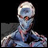 A pixelated contact sheet showing two frames of an animated buddy icon featuring a character with goggles and blue skin, alongside text reading "Anime IM" and "com" on a black background.