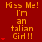Red background with yellow text reading 'Kiss Me! I'm an Italian Girl!!' and red heart symbols in a pattern