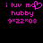Pixelated pink text on black background reads 'i luv md' with a heart symbol replacing 'd', 'hubby', and '9x22x08' below.