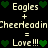 Static pixel art displays two identical side-by-side equations with text and heart symbols on a black background.
