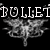 Pixelated black-and-white icon with 'BULLET' text above left winged symbol and 'GIRL' below right gun-shaped symbol on solid black background.