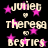 Pixelated text and pink stars on black background with animated star effects.