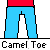 Pixelated icon shows blue pants with red waistband and gray camel toe, labeled 'Camel Toe' below in pixel font.