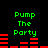 Green text reading 'Pump The Party' appears above red horizontal bars on a black background, with two identical static frames showing the same layout.