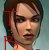 Pixelated close-up of a person with short dark hair, light skin tone, and visible facial features against a gradient background.
