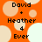 Orange background with light beige and white circles; black text reads "David + Heather 4 Ever" in four identical arranged in a