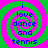 Four identical spiral patterns with alternating green and pink rings, each containing blue text reading 'i love dance and tennis' in a pixelated font.