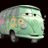 A 48x48 pixel buddy icon featuring a green anthropomorphic van character from Cars with visible text and branding elements on a black background.