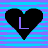 A 48x48 pixel animated buddy icon featuring two heart shapes with the letter 'L' inside, displayed in a contact sheet format showing left and right frames of an animation.