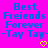 Bright pink background with blue pixelated text reading "Best Freiends Forever -Tay Tay-" and two yellow heart symbols below the text.