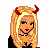 Pixel art featuring a blonde woman with red horns, a devilish figure with a pitchfork, and a fiery background, all labeled 'FREAK' in red and white text.