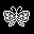 Six pixel-art butterflies with checkered wings and white outlines, each displaying different star animations against a black background.