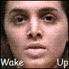 nine showing a woman in various poses with overlaid text phrases like "Wake Up," "Play Dead," and "You disappoint me!"