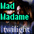 six distinct buddy icons featuring text labels and imagery including a woman, a rose, an eye, and a flame, with teal text on dark backgrounds