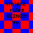 Pixelated text 'ChrisCZ rules BLING!!! Yo' on red and blue checkered background with diamond-shaped pattern.