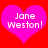 Two pink hearts on a red background display the text 'Jane Weston!' in white pixelated font.