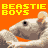 A 5x5 contact sheet of animated frames from a Beastie Boys-themed AIM buddy icon featuring repeated text and a mouse mascot on an orange background with yellow accents.