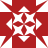 Red and white pixelated geometric pattern with central cross and four arrow-like extensions on a red background.