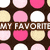 Pixelated icon with four quadrants: top-left has brown background with pastel polka dots and "MY FAVORITE" text; top-right shows pink-and-brown stripes with "FLAVOR"; bottom-left features beige background with multicolored polka dots and "IS ROOT BEER!"; bottom-right is solid gray.